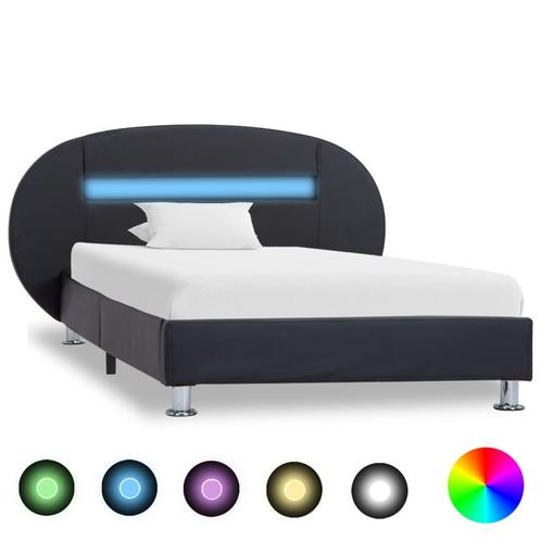 vidaXL Bedframe met LED kunstleer zwart 90x200 cm, Maison & Meubles, Chambre à coucher | Lits, Envoi