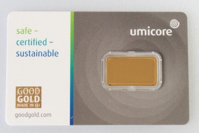 5 gram - Goud .999 - Umicore, Belgium - Verzegeld en met, Postzegels en Munten, Edelmetalen en Baren