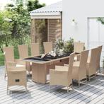 vidaXL 11-delige Tuinset met kussens poly rattan beige, Tuin en Terras, Verzenden, Nieuw, Tuinset