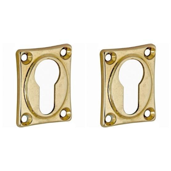 Set van twee PC-plaatjes vierkant messing antiek, Doe-het-zelf en Bouw, Hang- en Sluitwerk, Klink of Kruk, Nieuw, Overige materialen