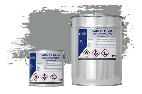 Wixx 2K PU 450 Betoncoating RAL 7042 | Verkeersgrijs A 5L, Doe-het-zelf en Bouw, Verf, Beits en Lak, Nieuw, Verzenden