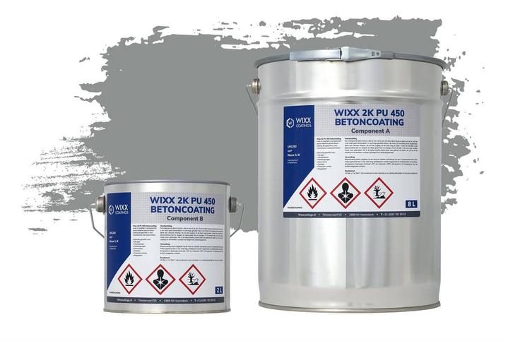 Wixx 2K PU 450 Betoncoating RAL 7042 | Verkeersgrijs A 5L, Doe-het-zelf en Bouw, Verf, Beits en Lak, Nieuw, Verzenden