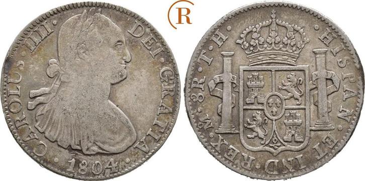 8 Reales 1804 Mexiko: Carlos Iv, 1788-1808:, Postzegels en Munten, Munten | Amerika, Verzenden