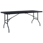 vidaXL Tuintafel inklapbaar 180x75x72 cm HDPE en kunstrattan, Tuin en Terras, Tuintafels, Verzenden, Nieuw