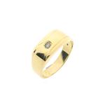 Gouden zegelring met zirconia | Heren (vintage, heren ring), Handtassen en Accessoires, Ringen, Gebruikt, Overige kleuren, 20 of groter