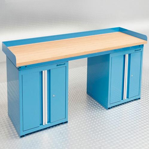 Datona Werkbank PRO bamboe - 2 opbergkasten - 200 cm -, Doe-het-zelf en Bouw, Werkbanken, Ophalen of Verzenden