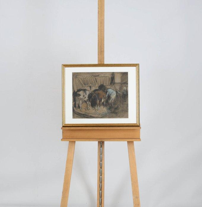 Willem Hendrik van der Nat (1864–1929) - Melken, Antiquités & Art, Art | Peinture | Classique