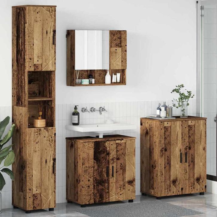 vidaXL Badkamermeubel Set 4 pcs Oud hout 61 x 35 x 64 cm, Huis en Inrichting, Tafels | Kaptafels, Nieuw, Verzenden