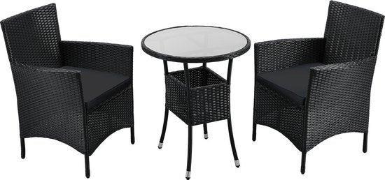 2dekans | Juskys Polyrotan balkonset - Bayamo - 3-delig -, Tuin en Terras, Tuinsets en Loungesets, Ophalen of Verzenden