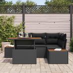 vidaXL Tuinbank Set met opslag 5 pcs Zwart Poly rattan, Verzenden, Nieuw