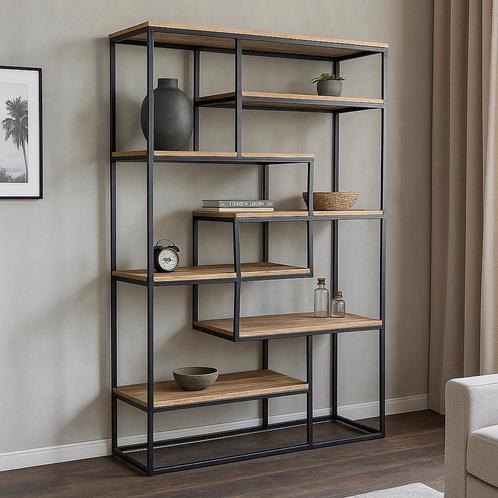 Vakkenkast Mangohout Bowi 120 cm, Maison & Meubles, Armoires | Bibliothèques, Envoi