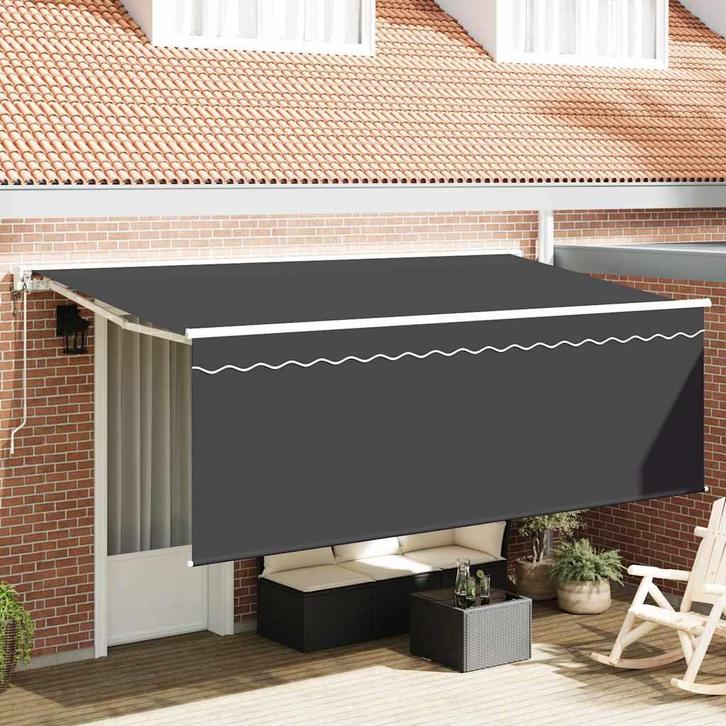 vidaXL Inklapbare Luifel Antraciet 350 x 200 cm Polyester en, Tuin en Terras, Zonneschermen, Nieuw, Verzenden