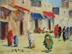 Bruno Retaux (1947) - Rue animée à Marrakech - Maroc