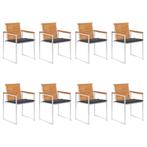 vidaXL Tuinstoelen 8 st met kussens massief acaciahout, Tuin en Terras, Tuinstoelen, Verzenden, Nieuw