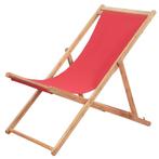 vidaXL Strandstoel inklapbaar stof en houten frame rood, Verzenden