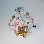 Lampe de table - Fleurs et papillons - Verre, Cristal,, Antiek en Kunst