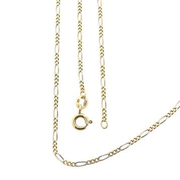 Bicolor gouden Figaro schakel ketting | 44,5 cm beschikbaar voor biedingen