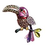 Fako Bijoux - Broche - Vogel - Toekan - 40x44mm – Paars, Handtassen en Accessoires, Broches, Verzenden, Nieuw