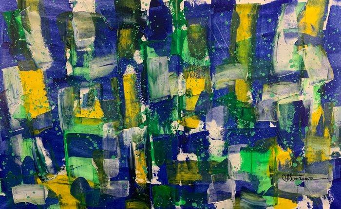 Anastasiya Tumanova - Côté bleu et jaune.- XXL, Antiek en Kunst, Kunst | Schilderijen | Modern