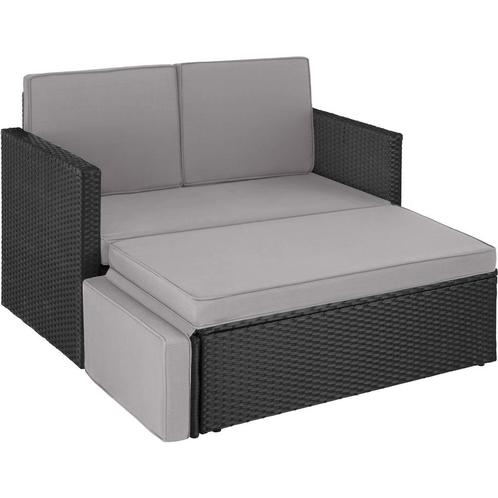 tectake Wicker loungesofa Corfu - zwart / grijs, Tuin en Terras, Tuinsets en Loungesets, Verzenden