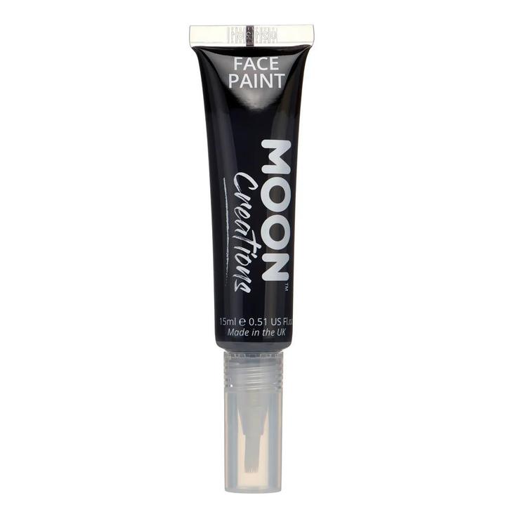 Moon Creations Face Paint with Brush Applicator Black 15ml, Hobby en Vrije tijd, Feestartikelen, Nieuw, Verzenden