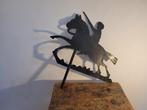 Windfaan - sculptuur, Man te paard - 50 cm - IJzer (gesmeed)