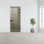 Glazen binnendeur XL voor stomp kozijn zwart beslag-Brons ge, Verzenden, Nieuw