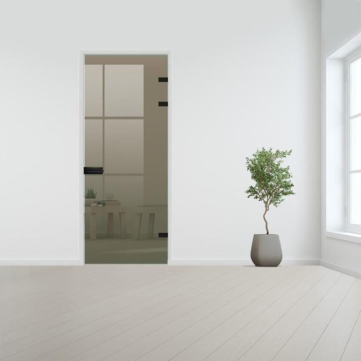 Glazen binnendeur XL voor stomp kozijn zwart beslag-Brons ge, Doe-het-zelf en Bouw, Glas en Ramen, Nieuw, Verzenden