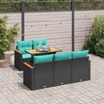 vidaXL 6-delige Loungeset met kussens poly rattan zwart, Verzenden, Nieuw, Loungeset