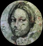 Jacqueline Klein Breteler - Rose, portrait on a round, Antiek en Kunst, Kunst | Schilderijen | Modern