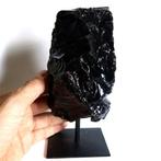 Prachtig stuk Mexicaanse obsidiaan op metalen steun - 13,5 x