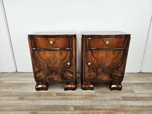 Table de chevet (2) - Nuitées Art Déco en bois de noyer avec, Antiek en Kunst, Kunst | Designobjecten