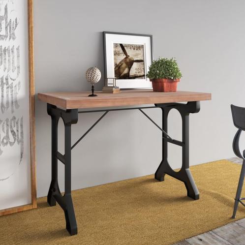 vidaXL Eettafel 110x65x82 cm massief vurenhout en ijzer, Huis en Inrichting, Tafels | Eettafels, Nieuw, Verzenden