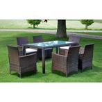 vidaXL 7-delige Tuinset met kussens poly rattan bruin, Tuin en Terras, Verzenden, Nieuw, Tuinset