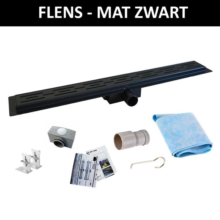 Mat Zwarte RVS Douchegoot Flens met Uitneembaar Sifon 20x7cm, Doe-het-zelf en Bouw, Sanitair, Douche, Nieuw, Ophalen of Verzenden