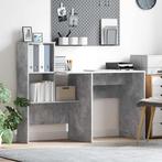 vidaXL Bureau met plank Betongrijs 131,5 x 50 x 106,5 cm, Verzenden, Nieuw