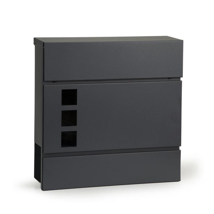 Brievenbus 37 x 37 x 10 cm – metaal antraciet - met krant., Tuin en Terras, Brievenbussen, Nieuw, Ophalen of Verzenden