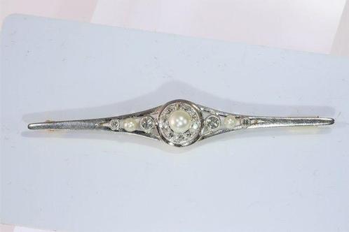Broche - 18 karaat Geel goud, Witgoud - 0.44ct. tw. Diamant, Handtassen en Accessoires, Antieke sieraden