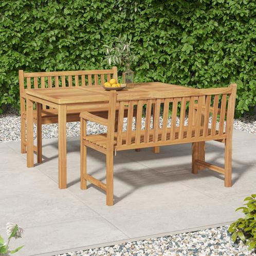 vidaXL 3-delige Tuinset massief teakhout, Tuin en Terras, Tuinsets en Loungesets, Tuinset, Nieuw, Verzenden
