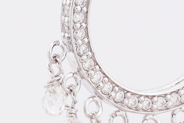 Cocktail oorbellen - 18 karaat Geel goud, Gepolijst rhodium, Handtassen en Accessoires, Antieke sieraden