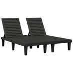 Zwart Duo Ligbed voor Tuin - Retour Deal - Goedkoop!, Verzenden, Nieuw, Kunststof, Verstelbaar