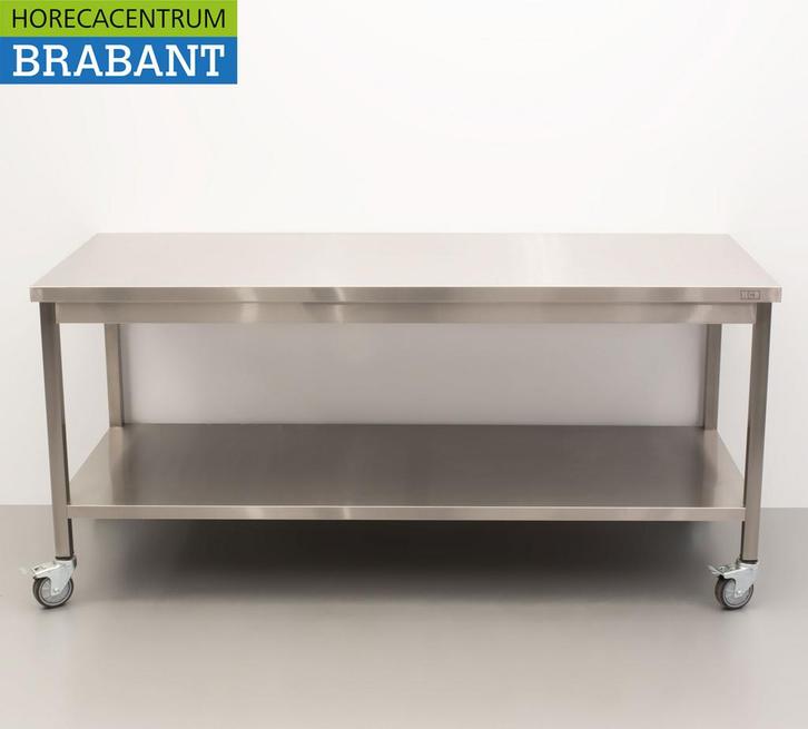 HCB RVS Verrijdbare Werktafel Tafel Op Wielen 180 x 70 x 85, Zakelijke goederen, Horeca | Meubilair en Inrichting, Ophalen of Verzenden
