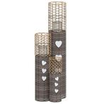 Kaarsenhouders (3 st) Wicker Grijs | Retour Deal | 60% Ko..., Overige materialen, Verzenden, Nieuw, Grijs