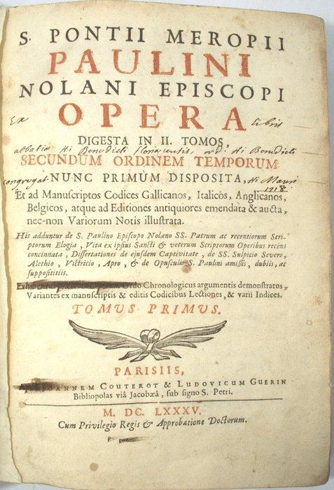 Saint Paulin, Paulin de Nole - S. Pontii Meropii Paulini, Antiek en Kunst, Antiek | Boeken en Manuscripten