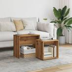 vidaXL 2-delige Tafeltjesset bewerkt hout artisanaal, Huis en Inrichting, Tafels | Salontafels, Verzenden, Nieuw