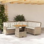 vidaXL 2-delige Loungeset met kussens poly rattan beige, Verzenden, Nieuw, Loungeset