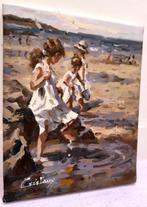 Francis Cristaux (1950) - Fillettes sur la Plage Normande