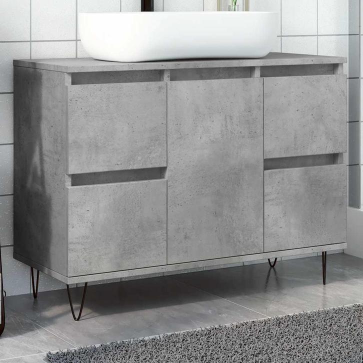 vidaXL Badkamerkast 80x33x60 cm bewerkt hout betongrijs, Maison & Meubles, Salle de bain | Meubles de Salle de bain, Envoi