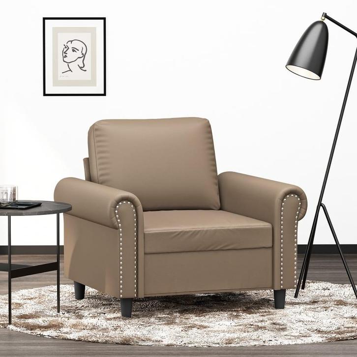 vidaXL Fauteuil 60 cm kunstleer cappuccinokleurig, Huis en Inrichting, Zetels | Zetels, Nieuw, Verzenden