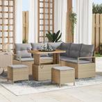 vidaXL Tuinbank Set met kussen 8 pcs Beige Poly rattan, Verzenden, Nieuw